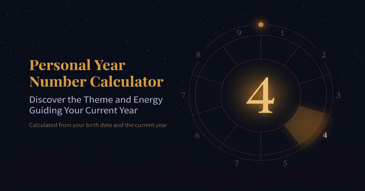 Personal year number at the centre of an annual cycle wheel showing nine numerology phases